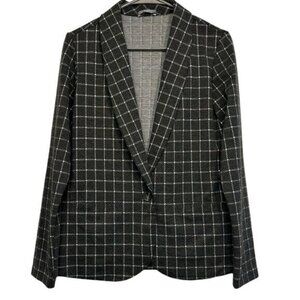 Tart Collection Gray Plaid Checkered Casual Blazer Jacket Size Med EUC #0237